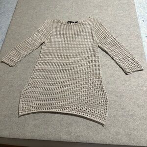 JEANNE PIERRE Light Beige Crochet Knit Tunic